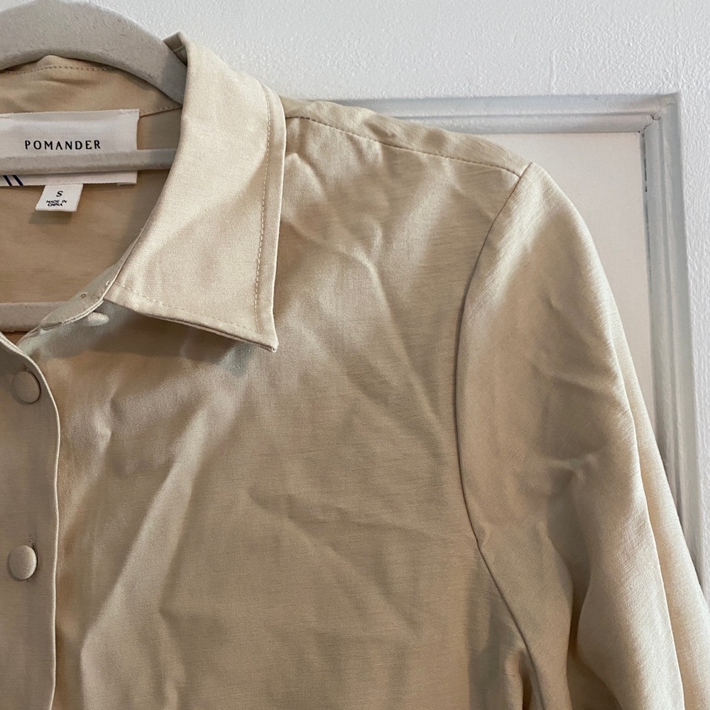 Tuckernuck Pomander Place Ashlen Tiered Ruffle Button Up Blouse Tan Size Small - Picture 6 of 11
